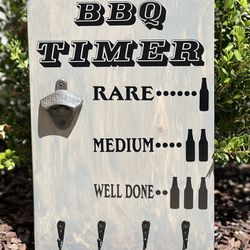 Funny BBQ Timer Wood Sign