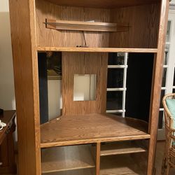 Large Corner Solid Oak Entertainment Center