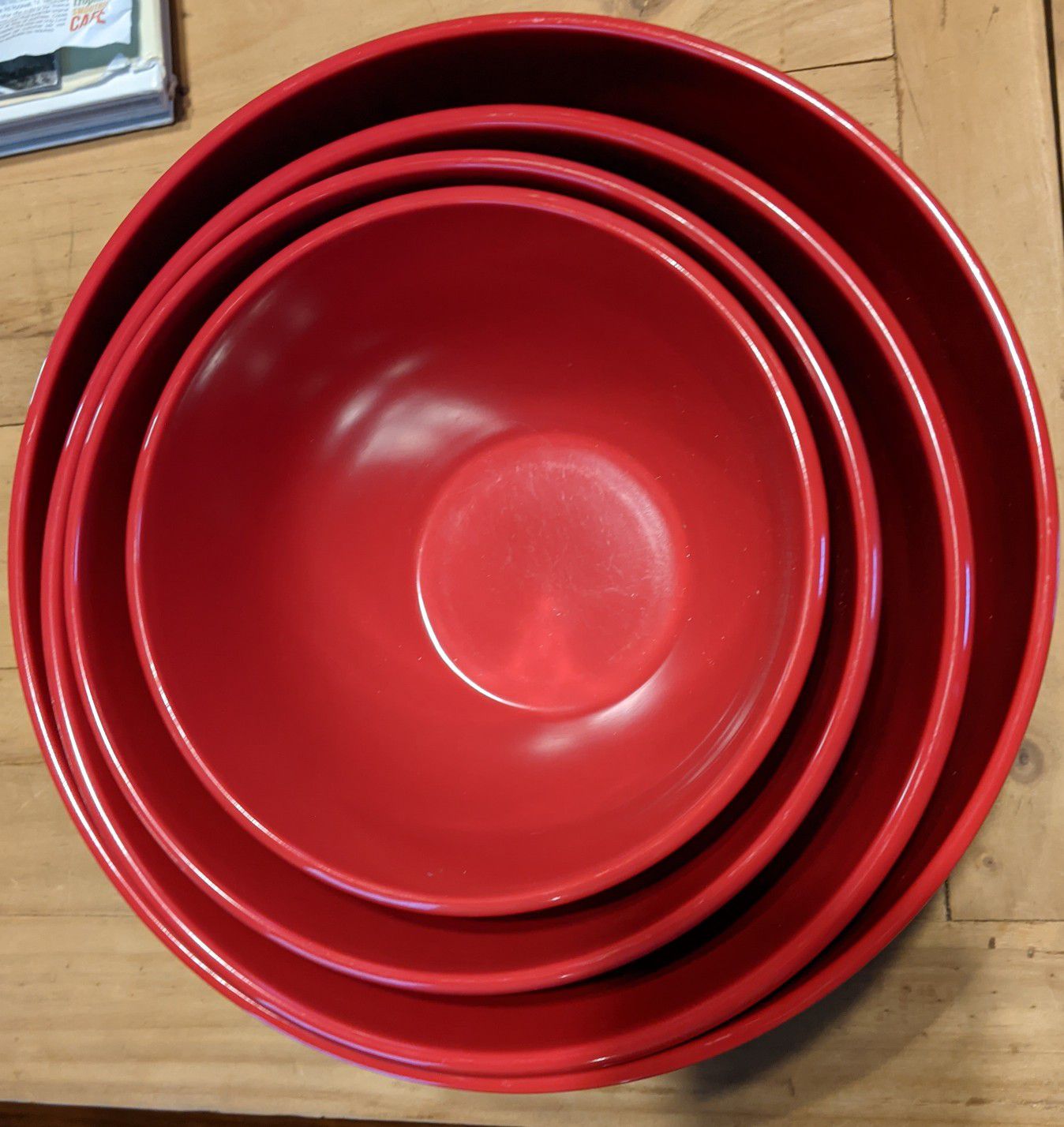 Set of 4 Heavy Duty Red Mixing Bowls With Non-Slip Bottom