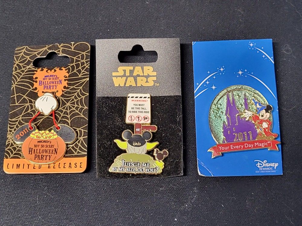 3 Disney Collector Pins, Star Wars, Halloween, Mickey Mouse