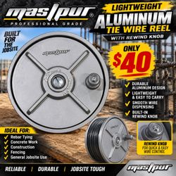 $40 New mas/pur Lightweight Aluminum Tie Wire Reel w/ Rewind Knob