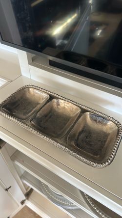 Silver Metal 3-Section Serving Tray