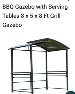 Steel hardtop BBQ Gazebo with serving tables