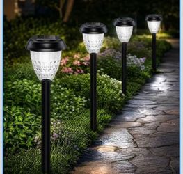 Super Bright Solar Lights Outdoor Waterproof-4 Pack, Dusk to Dawn Up to 12 Hrs Solar Garden Lights Outdoor Pathway Auto On/Off, LED Landscape Decorati