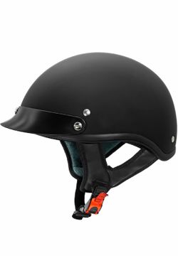 VCAN V5 Matte Black Motorcycle Half Helmet