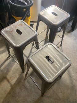 3 Metal Industrial Stools