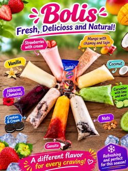 Fresh natural Mexicans ice creams (called bolis)