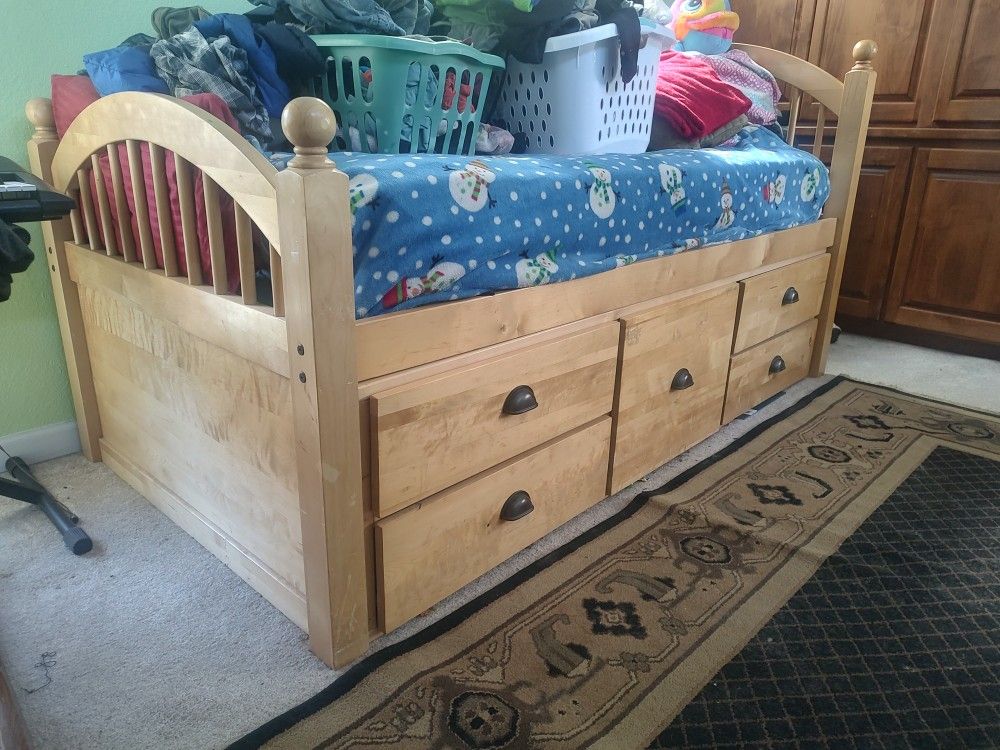 Twin Captain's Bed Wood Maple