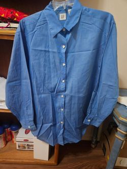 Gap Bright Blue L/S Collared Shirt Medium Vintage