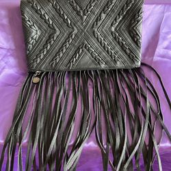 BCBG Generation Black Clutch with Fringe