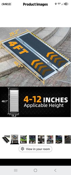 Like new✅️ Portable Wheelchair Ramp 4FT, Non-Slip Aluminum Ramps for Wheelchairs for Home, Handicap.