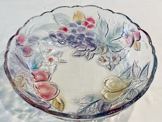 Vintage Savoir Vivre Mikasa Chablis Wild Orchard pressed crystal glass Large Serving Bowl