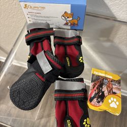 QUMY Dog Shoes for Large Dogs, Medium Dog Boots & Paw Protectors for Winter Snowy Day, Summer Hot Pavement, Water-Resistant in Rainy Weather, Outdoor 