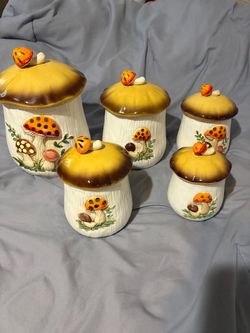 Vintage sears roebuck mushroom canisters