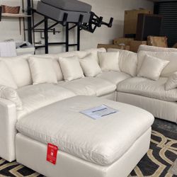 New 6 Piece Cloud Sectional.  Performance Fabric.  Ivory Or Grey.  Free Delivery!
