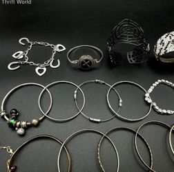 Fashion Jewelry Bracelet Lot 27pc Bangles Charm Beaded Cuff Pandora