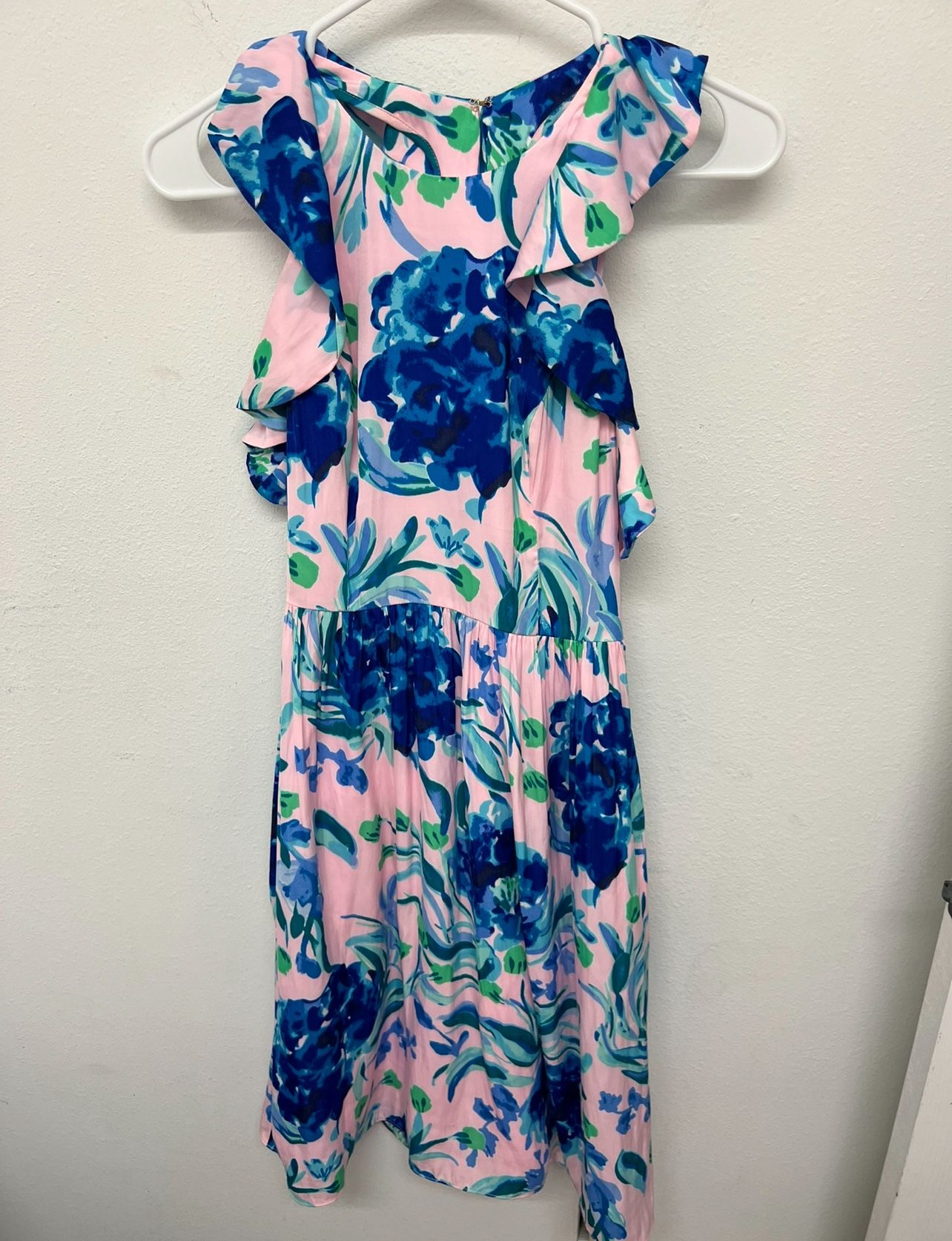 Lilly Pulitzer Rory Cocktail Dress Size 00 Blue Flower Floral Flaw Last Photo
