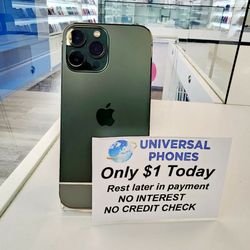 Apple IPhone 13 Pro Max 128gb  UNLOCKED . NO CREDIT CHECK $1 DOWN PAYMENT OPTION  3 Months Warranty * 30 Days Return *