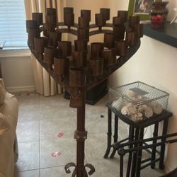 Rustic Candelabra Shaped Like A Heart Made Of Iron And In Order