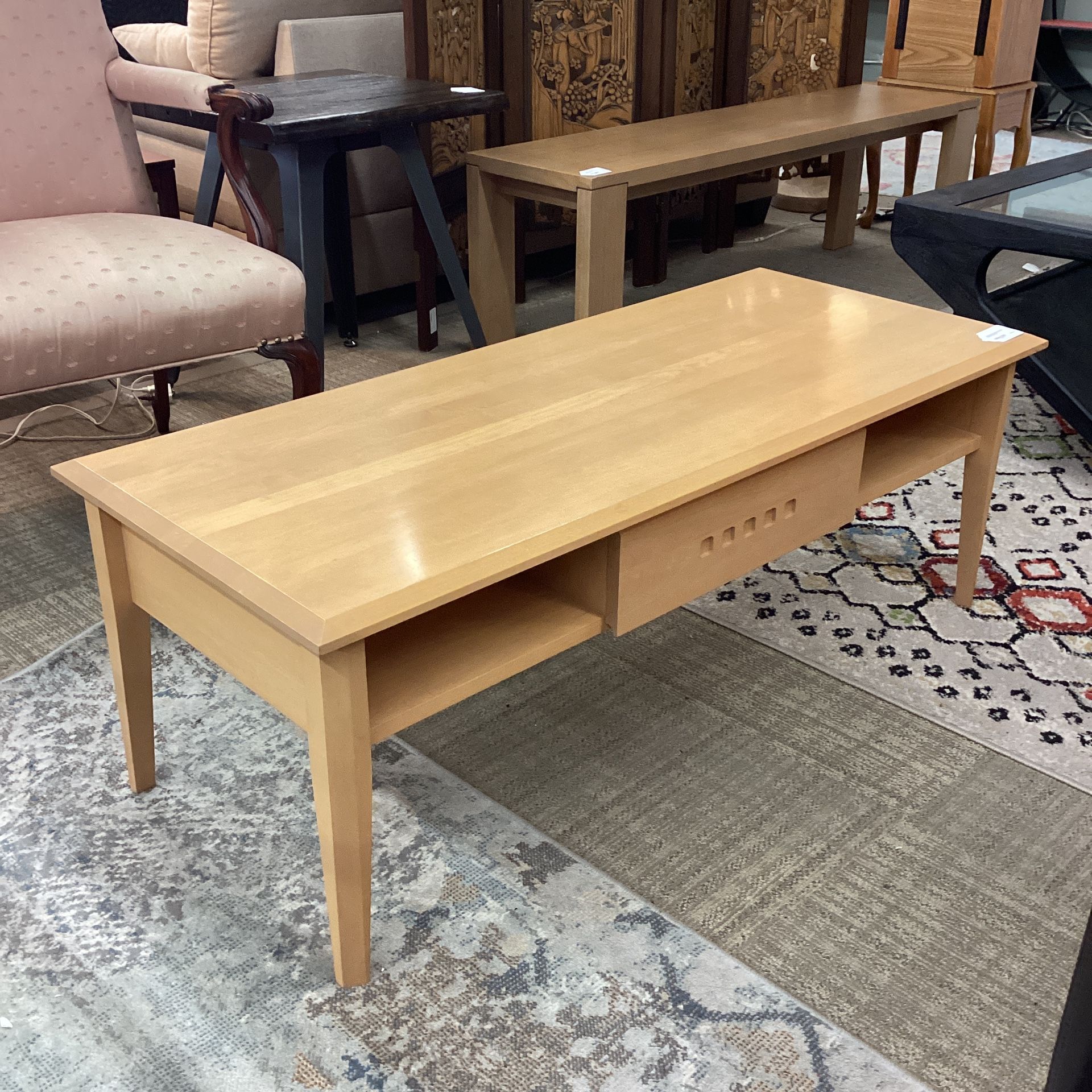 Contemporary Blonde Wood Coffee Table
