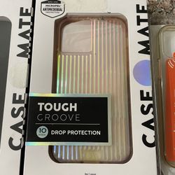 IPhone 12 Mini Case-Mate Tough Groove Iridescent Phone Case, Red bumper Case and clear Case