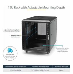 😀 12U 36in Knock-Down Server Rack Cabinet With Casters