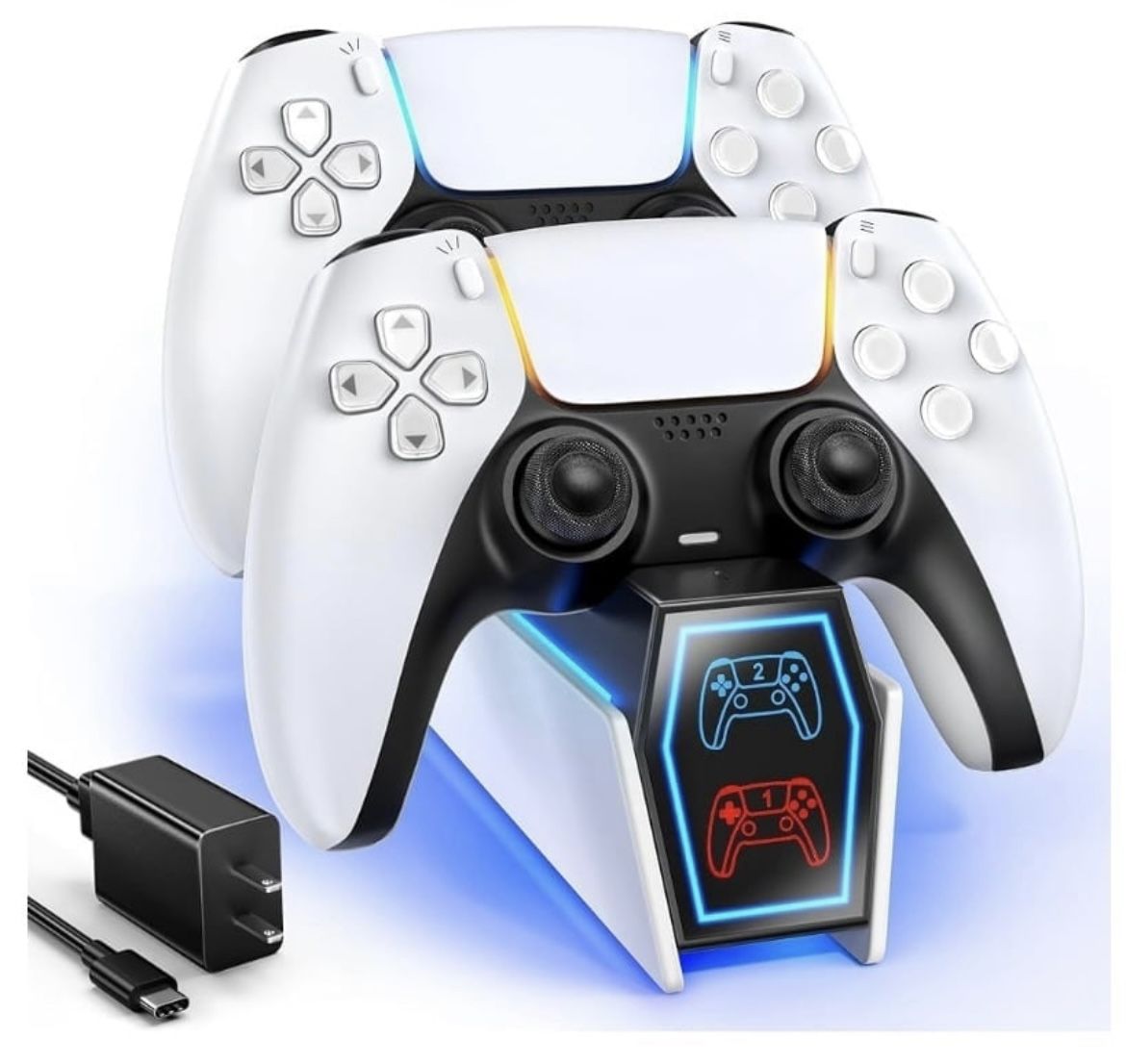 PS5 Charging Station, Fast PS5 Controller Charger with 5V/3A Adapter. (M)