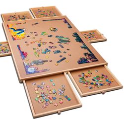 1500 Piece Wooden Jigsaw Puzzle Table - 6 Drawers, Puzzle Board | 27” X 35” Jigsaw Puzzle Board Portable - Portable Puzzle Table | For Adults And Kids