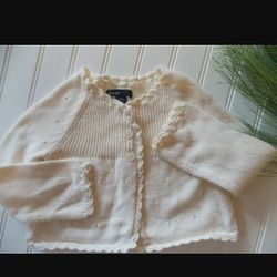 Baby Gap Girls size 2T Cream Ivory Cardigan Knit Sweater


