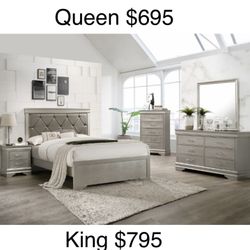 Queen Size Set💥 Bed, Dresser With Mirror, Nightstand And Chest