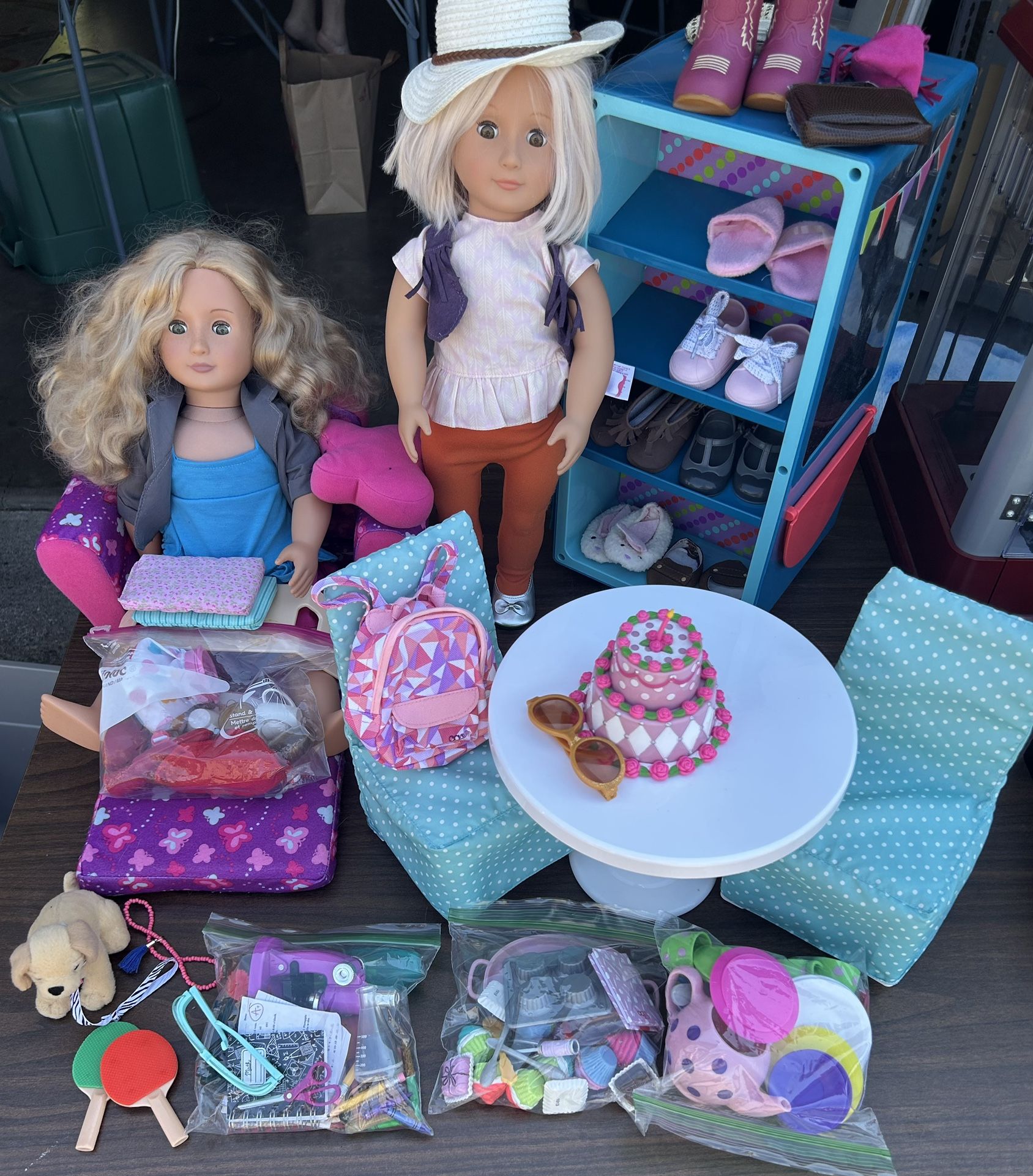 Lots of Our Generation Dolls +Play Sets
