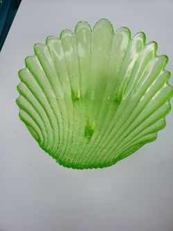 Green antique crystal bowl