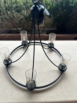Lamplux M10018ORB 5-Light Wagon Wheel Chandelier