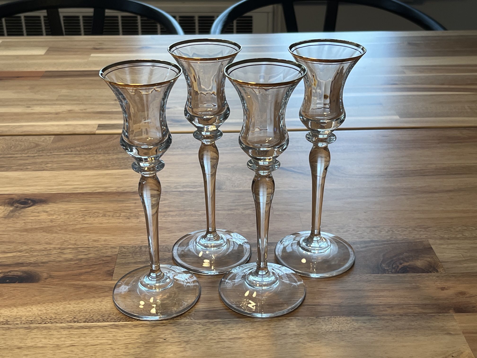 Four Mika’s a Jamestown Gold Crystal Candle Holders