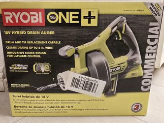 Ryobi 18V ONE+ Hybrid Drain Auger w/ AC Adapter & Extra Tips