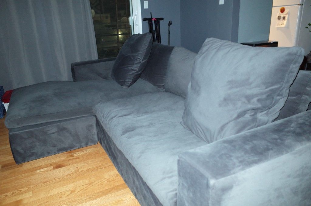 Gunmetal Gray Oversized Sofa With Reversible Chaise 