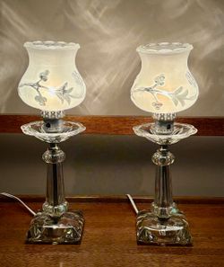 Vintage cut glass matching lamps
