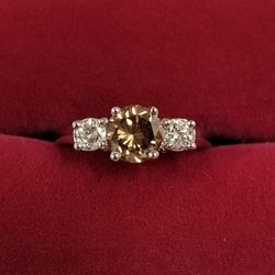 14k White Gold 3 Stone Diamond Ladies Wedding Ring