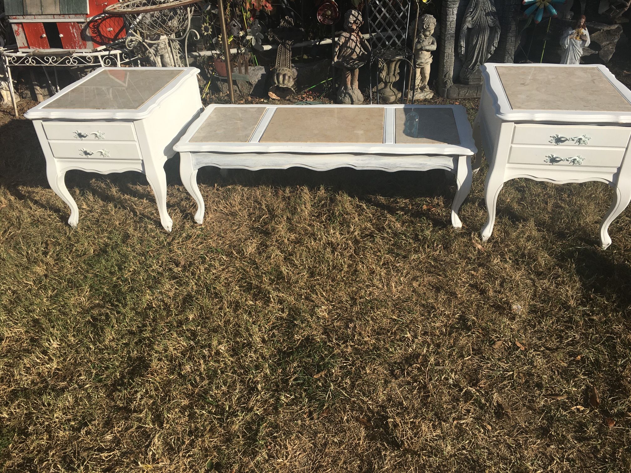 Vintage Tables Wood Marble Top