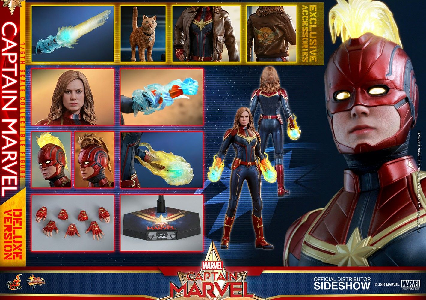 Hot Toys Marvel MMS522 Captain Marvel Deluxe Version 1/6 Scale Figure