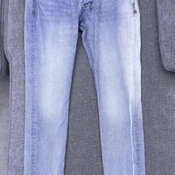 KSUBI RIPPED SKINNY MENS LIGHT BLUE JEANS size 34