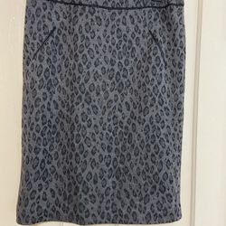 Carole Little Skirt Women Gray Straight Pencil Animal Print Career Slit Size 10