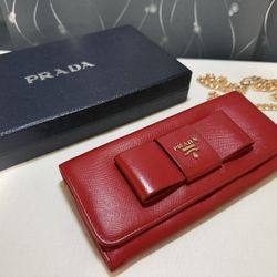 Authentic Prada Red Long Wallet