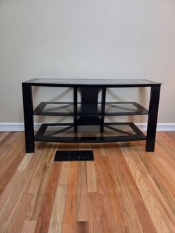 Black Glass 3-Shelf TV Stand