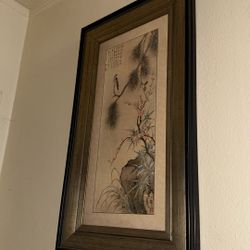 Framed Chinese Wall Art – Bird & Floral Design