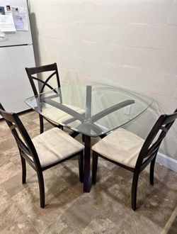 Glass Top Dining Table With 4 Chairs