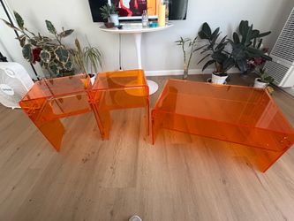 Orange Acrylic Nesting Tables Set of 3