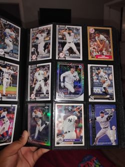 Full page of Yankees baseball cards including Aaron judge