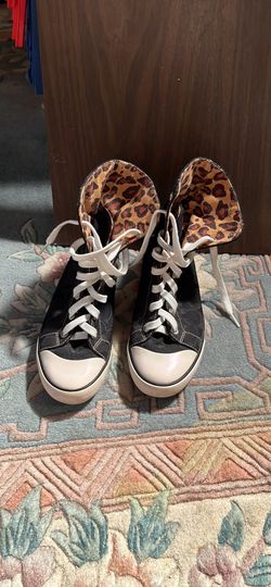 Vintage Coach Size 6 1/2 Black Canvas With Leopard 