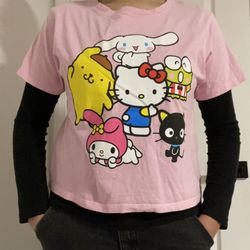 Hello Kitty and Friends Short Sleeve T-shirt By Sanrio/Bioworld Light Pink